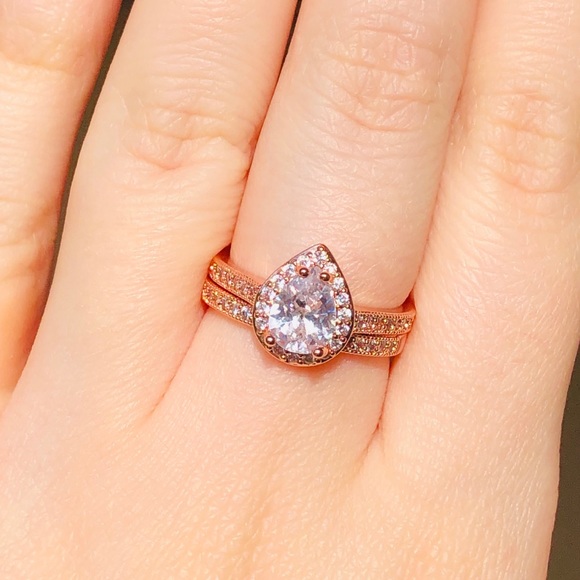 NWOT 2 pcs /set water drop sterling silver ring - Picture 4 of 9